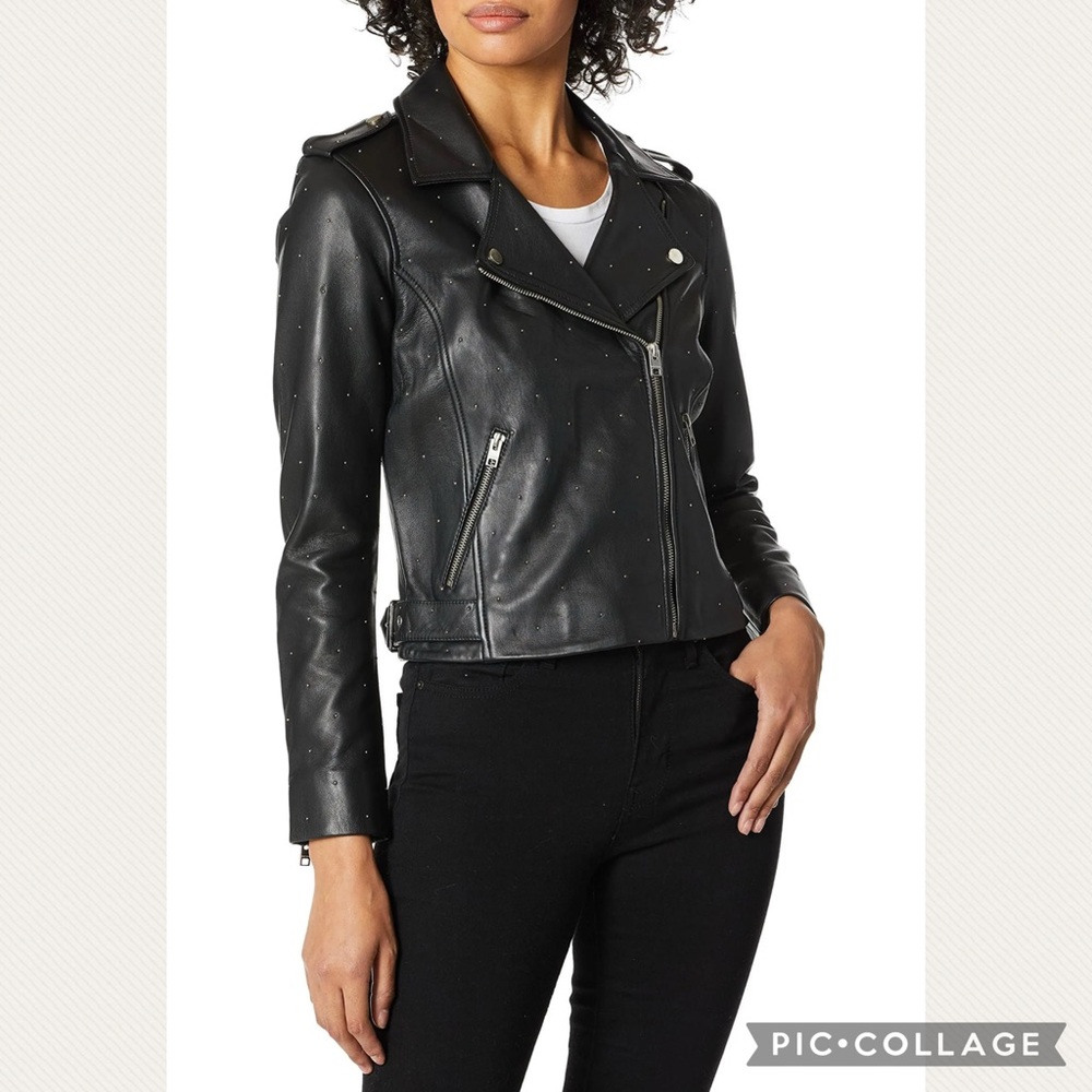 Lucky Brand Pin Dot Moto Black Leather Jacket (Price Firm) - Picture 10 of 10